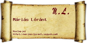 Máriás Lóránt névjegykártya